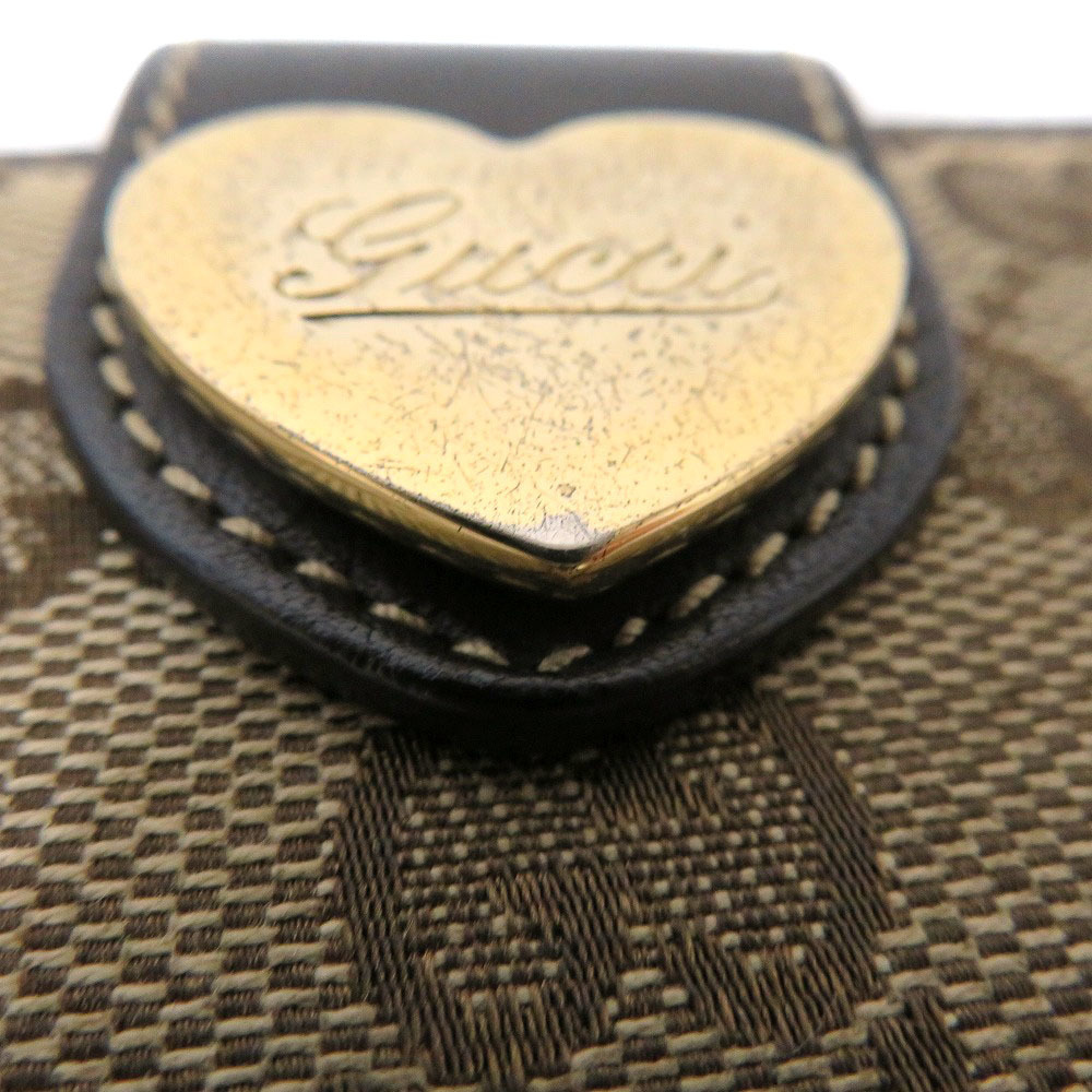 Gucci Canvas Heart Wallet Bifold GG Long Beige Brown Leather - Picture 4 of 6